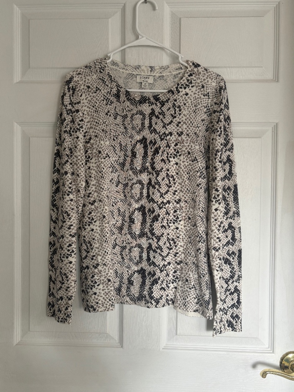 Women's J. Crew Teddie Crewneck Snakeskin Pattern Long Sleeve Top